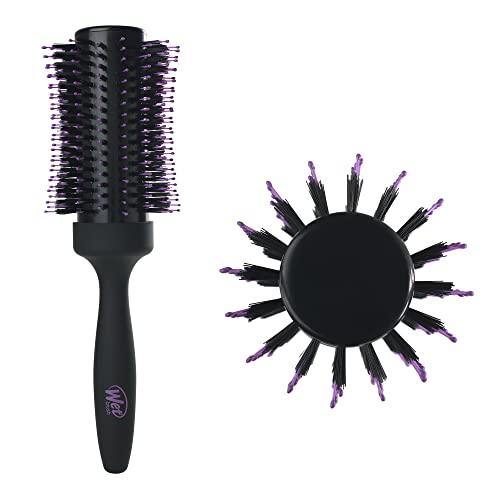 Wet Brush Volume and Body Round Brush for Fine to Medium Hair - Volumizing Salon Blow-Out with Less Pain, Effort and Breakage - Professional and Lightweight Natural Boar Bristle Detangles and Removes Knots