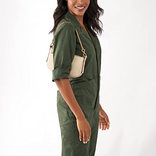 Fossil Women's Jolie Eco Leather Small Shoulder Bag Purse Handbag, Bone w/ Chain (Model: ZB1877105)