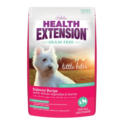 Health Extension Grain Free Little Bites for Dogs, Natural Food with Added Vitamins and Minerals, Perfect for Teacup, Toy and Miniature Dogs, Salmon Recipe (3.5lb Bag)