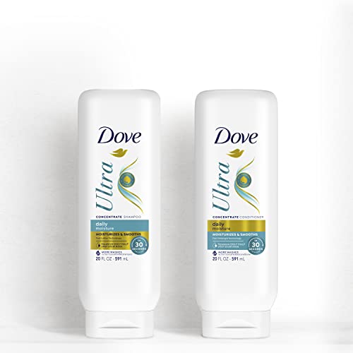 Dove Concentrate Shampoo And Conditioner Set For Dry Hair Moisturizes And Smooths In 30 seconds, 2X More Washes, Combo Pack, 20 fl oz (Pack of 2)