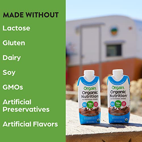 Orgain Organic Vegan Plant Based Nutritional Shake, Smooth Chocolate - Meal Replacement, 16g Protein, 22 Vitamins and Minerals, Dairy Free, Gluten Free, Packaging May Vary, 11 Fl Oz (Pack of 12)