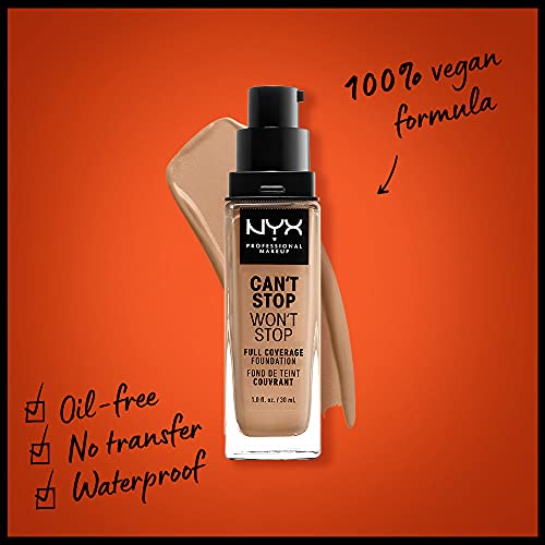 NYX PROFESSIONAL MAKEUP Can't Stop Won't Stop Foundation, 24h Full Coverage Matte Finish - Neutral Buff