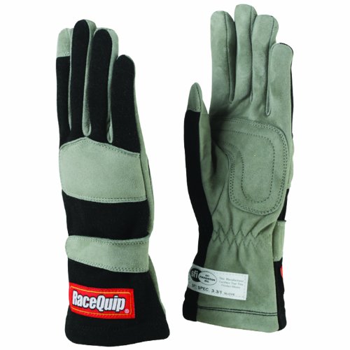 RaceQuip Race Gloves 351 Series 1 Layer Nomex SFI 3.3/1 Certified Black Large 351005