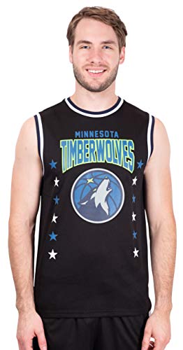 Ultra Game NBA Minnesota Timberwolves Mens Jersey Sleeveless Muscle T-Shirt, Black, XX-Large