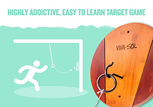 Viva Sol Premium Bamboo Walnut Finish Hook and Ring Target Game for Use Indoors and Outdoors