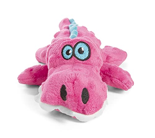 goDog Gators Squeaky Plush Dog Toy, Chew Guard Technology - Pink, Small