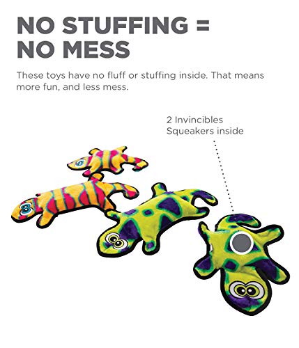 Outward Hound Invincibles Green Gecko Plush Dog Toy, Medium