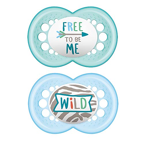 MAM Original Baby Pacifier, Nipple Shape Helps Promote Healthy Oral Development, Sterilizer Case, 6-16 Months, Attitude/Boy, 2 Piece Set (Pack of 1