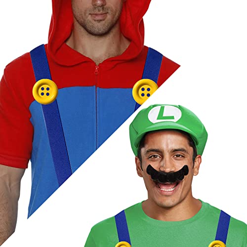 MOVINPE Super Mario Bros Mario and Luigi Hats Caps Mustaches Gloves Buttons Cosplay Costume