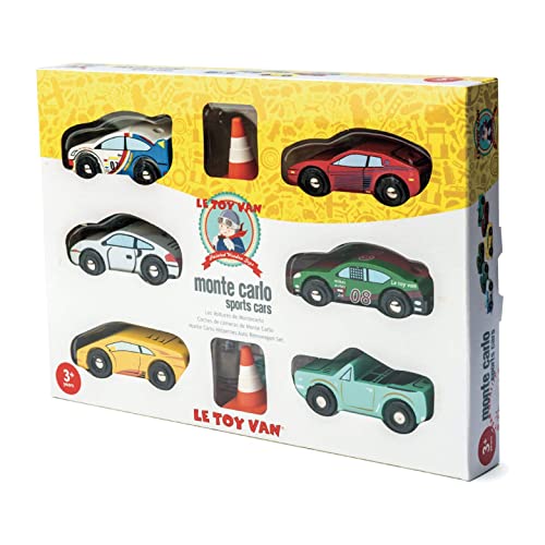 Le Toy Van Motors, Planes and Garages, Montecarlo Sports Cars Premium Wooden Toys for Kids Ages 3 Years and Up