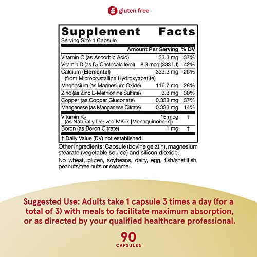 Jarrow Formulas BoneUp Three Per Day - Micronutrient Formula for Bone Health- Includes Natural Sources of Vitamin D3, Vitamin K2 (as MK-7) and Calcium - 90 Capsules - 30 Servings (Packaging May Vary)