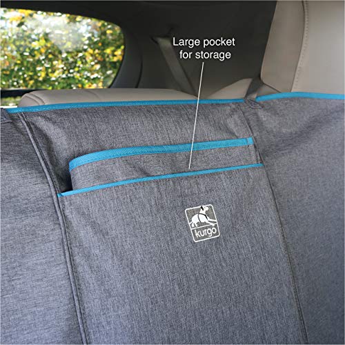 Kurgo Dog Car Seat Cover | Pet Bench Seat Covers | Hammock Style | Full Coverage | Covers Seat and Car Footwell | Water Resistant | Scratch Proof | Cars | 55' | Coast To Coast Hammock | Charcoal Grey