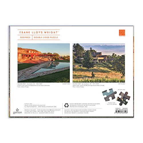 Frank Lloyd Wright Taliesin and Taliesin West 500 Piece Double-Sided Puzzle from Galison - Stunning Photographic Jigsaw Puzzle, 24' x 18', Fun and Challenging, Unique Gift Idea