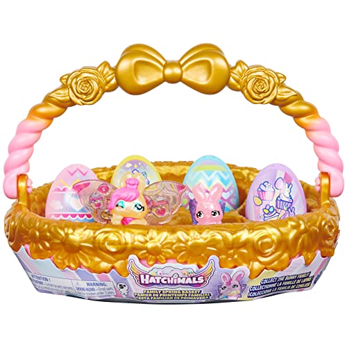 Hatchimals CollEGGtibles, Bunny Family Spring Basket (Gold/Pink) with 6 Characters, Kids Toys for Girls Ages 5 and up
