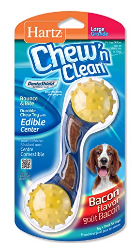 Hartz Chew 'n Clean Bounce and Bite Bacon Flavored Dental Dog Chew Toy and Treat - Large