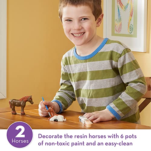 Melissa and Doug Created by Me! Horse Figurines Craft Kit (2 Resin Horses, 6 Paints, Paintbrush)