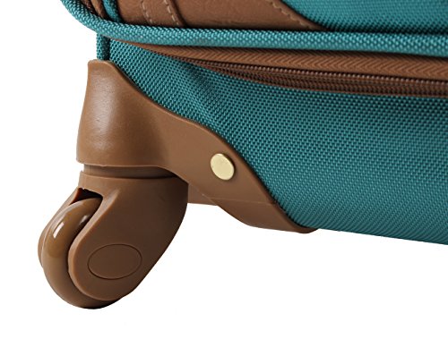 Steve Madden Designer 15 Inch Carry on Suitcase- Small Weekender Overnight Business Travel Luggage- Lightweight 2- Rolling Spinner Wheels Under Seat Bag for Women (Harlo Teal Blue)