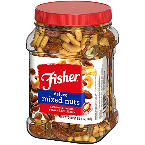 Fisher Snack Deluxe Mixed Nuts, 24 Ounces, Cashews, Almonds, Pecans, Brazil Nuts