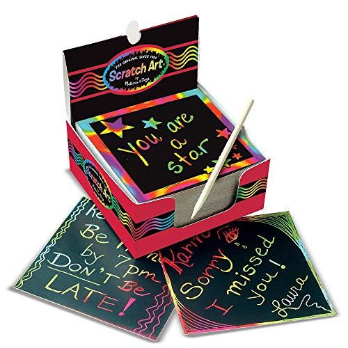 Melissa and Doug Scratch Art Rainbow Mini Notes (125) With Wooden Stylus - Color Scratch Art Mini Notes, Party Favors, Stocking Stuffers, Arts And Crafts For Kids