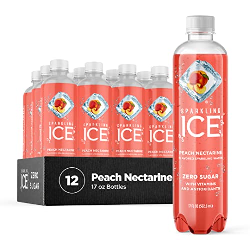 Sparkling Ice, Peach Nectarine Sparkling Water, Zero Sugar Flavored Water, with Vitamins and Antioxidants, Low Calorie Beverage, 17 fl oz Bottles (Pack of 12)