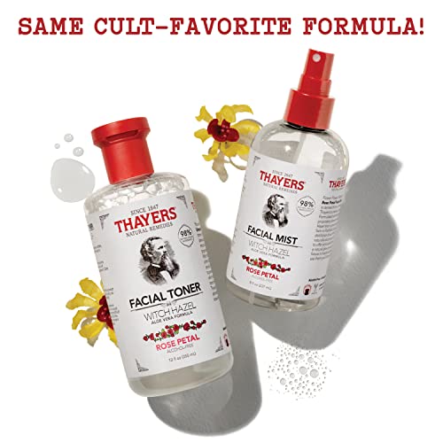 THAYERS Alcohol-Free Witch Hazel Facial Mist Toner with Aloe Vera, Rose Petal, 8 Ounce