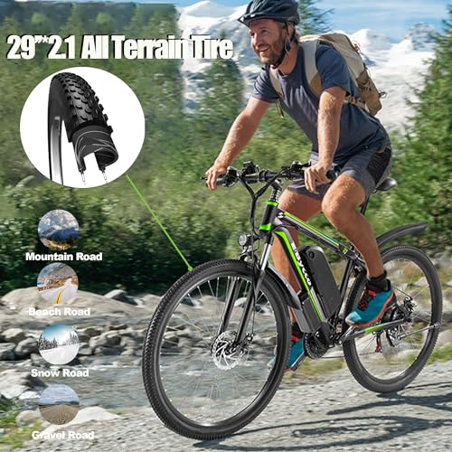 E·Bycco EBycco Electric Bike for Adults 750W, 29' Electric Mountain Bike with 48V13Ah Battery, 30-32MPH Top Speed, 21 Speed Gear, Pedal Assist, Lockable Suspension Fork, UL Tested Ebikes