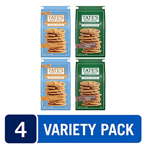 Tate's Bake Shop Cookies Variety Pack, Salted Caramel Chocolate Chip and Chocolate Chip Cookies, 4-7 oz Bags