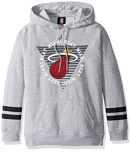 Ultra Game NBA Miami Heat Womens Soft Fleece Pullover Hoodie Sweatshirt With Varsity Stripe, Heather Gray, Small