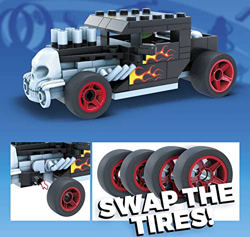 Mega Hot Wheels Bone Shaker Building Set with Micro Figure Driver, Rolling Wheels and Authentic Features, Toy Gift Set for Ages 5 and Up