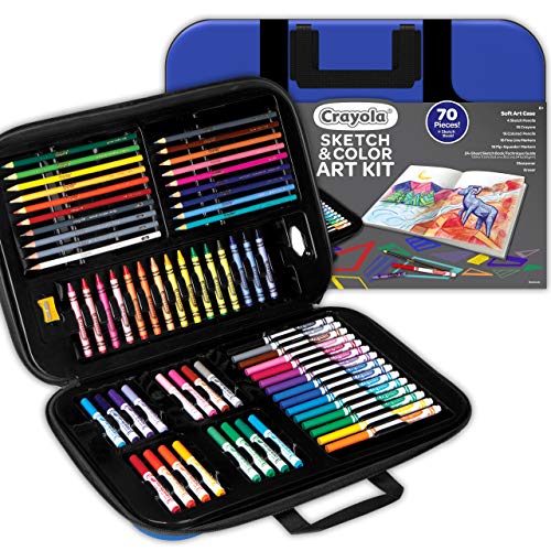 Crayola Sketch and Color (70pcs), Art Kit for Kids, Includes Coloring Kit, Art Case and Sketch Book, Gifts for Kids Ages 8+