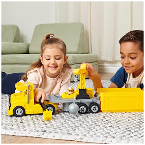 Paw Patrol, Rubble 2 in 1 Transforming X-Treme Truck with Excavator Toy, Crane Toy, Lights and Sounds, Action Figures, Kids Toys for Ages 3 and up