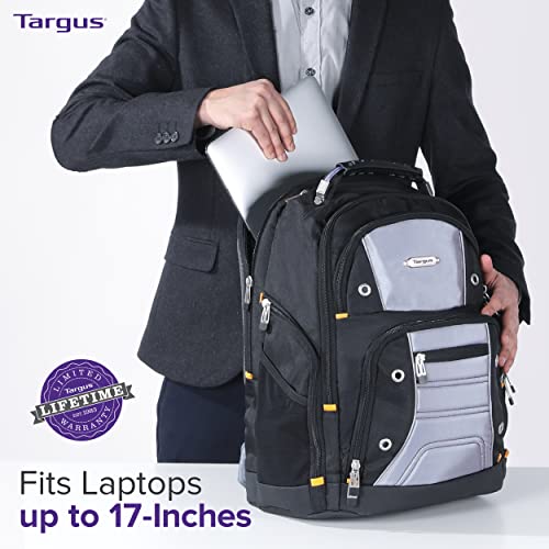 Targus Drifter II Backpack Design for Business Professional Commuter with Large Compartments, Durable Water Resistant, Hidden Zip Pocket, Protective Sleeve fits 17-Inch Laptop, Black/Gray (TSB239US)