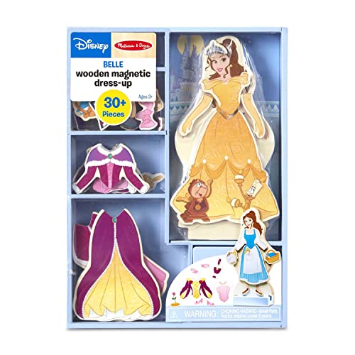 Melissa and Doug Disney Belle Magnetic Dress-Up Wooden Doll Pretend Play Set (30+ pcs)