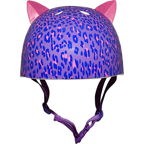 Krash Girls Bike Helmet, Purple Leopard Kitty