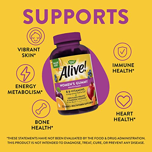 Nature’s Way Alive! Women’s Gummy Multivitamins, Vitamins and Minerals, Supports Whole Body Wellness*, Vegetarian, Mixed Berry Flavored, 150 Gummies