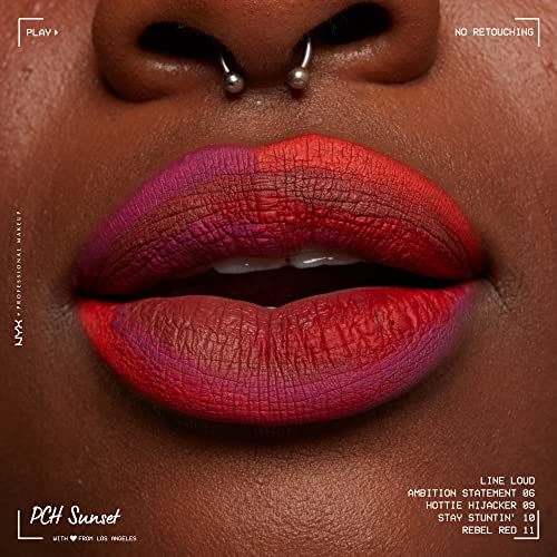 NYX PROFESSIONAL MAKEUP Line Loud Lip Liner, Longwear and Pigmented Lip Pencil with Jojoba Oil and Vitamin E - Rebel Red (Warm Red)