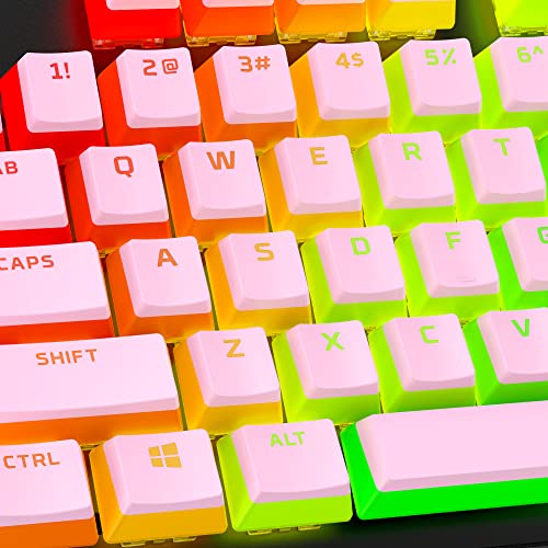 HyperX Pudding Keycaps - Double Shot PBT Keycap Set with Translucent Layer, for Mechanical Keyboards, Full 104 Key Set, OEM Profile, English (US) Layout - Pink