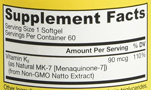Jarrow Formulas MK-7 90 mcg - Superior Vitamin K Product for Building Strong Bones - Dietary Supplement Supports Heart and Cardiovascular Health - 60 Servings (PACKAGING MAY VARY)