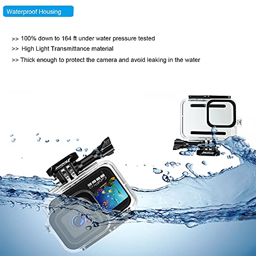Husiway Accessories Kit for Gopro Hero 11 10 9 Black Waterproof Housing Silicone Case Glass Screen Protector Bundle for Go pro Gopro11 Gopro10 Gopro9 Hero10 Hero11 Hero9 Action Camera 62E