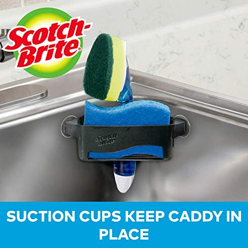 Scotch-Brite Sink Corner Caddy with Non-Scratch Scrub Sponge, Save Counter Space, Sponge Holder
