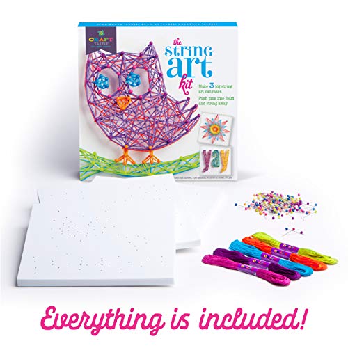 Craft-tastic DIY String Art – Craft Kit for Kids – Everything Included for 3 Fun Arts and Crafts Projects – Owl Series, Large