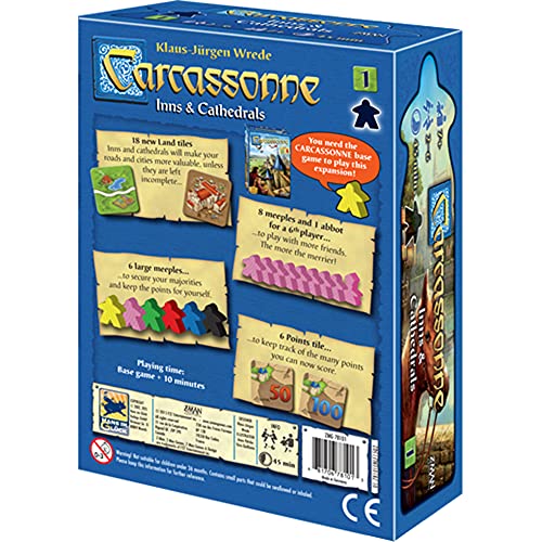 Carcassonne Inns and Cathedrals EXPANSION 1 | Board Game for Adults and Family | Strategy,Medieval Adventure Board Game | 2-6 Players | Made by Z-Man Games