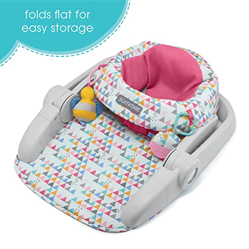Summer® Learn-to-Sit™ 2-Position Floor Seat (Funfetti Pink) – Sit Baby Up in This Adjustable Baby Activity Seat Appropriate for Ages 4-12 Months – Includes Toys