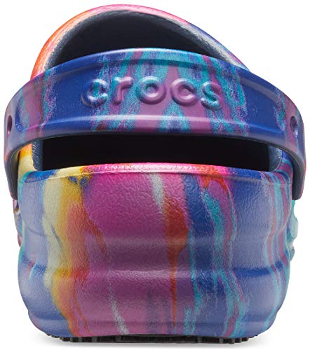 Crocs Unisex Adult Men's and Women's Bistro Clog | Slip Resistant Work Shoes, Tie Dye/Navy, 14 US