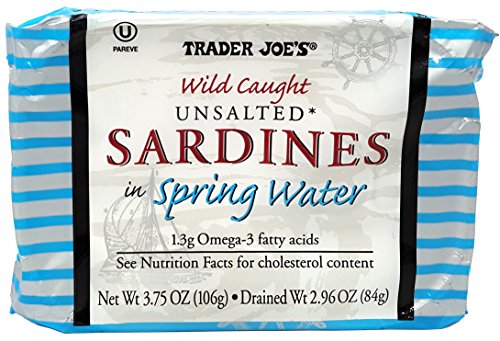 Unsalted Sardines in Spring Water, (Pack of 6), 3.75 oz Tin - Trader Joe's