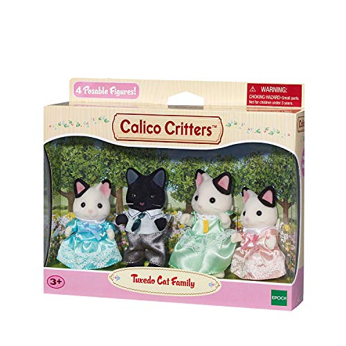 Calico Critters, Tuxedo Cat Family, Dolls, Dollhouse Figures, Collectible Toys, Multi, 3 inches