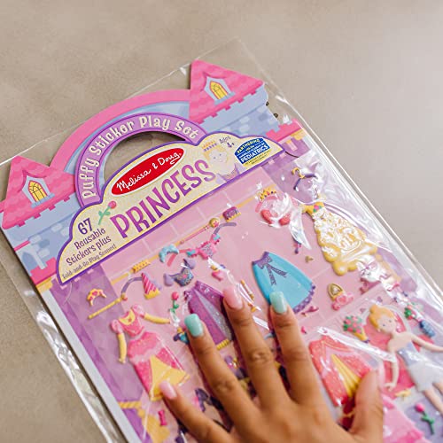 Melissa and Doug Puffy Sticker Activity Books Set: Princess, Mermaid, Fairy - 180+ Reusable Stickers - Reusable Dress Up Doll Stickers, Restickable Puffy Stickers For Kids Ages 4+