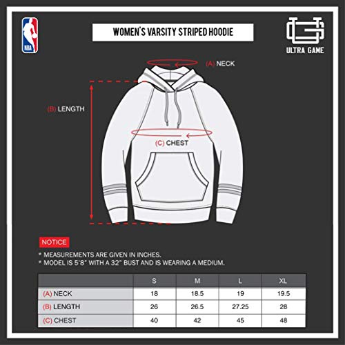 Ultra Game NBA Los Angeles Clippers Womens Soft Fleece Pullover Hoodie Sweatshirt With Varsity Stripe, Heather Gray, Medium