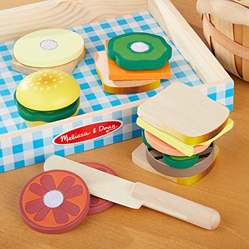 Melissa and Doug Wooden Sandwich-Making Pretend Play Food Set