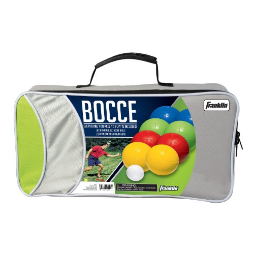 Franklin Sports Bocce Sets - Regulation Bocce Balls and Pallino - Beach and Lawn Bocce Set - Intermediate , 100mm